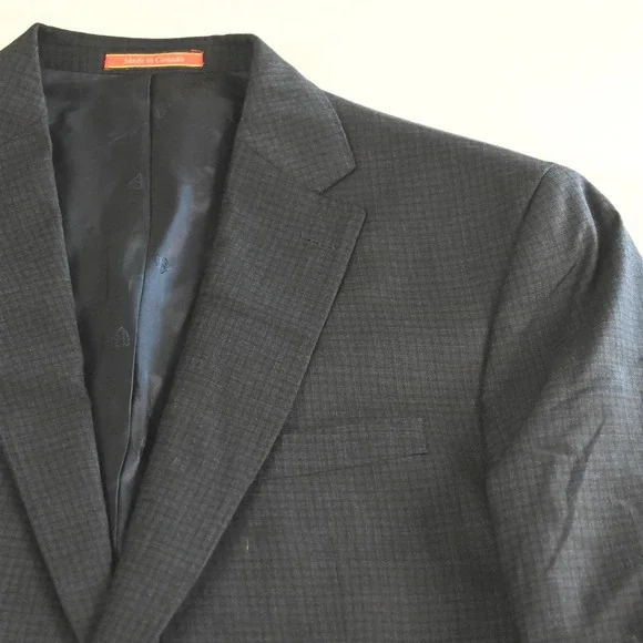 Daniel Cremieux 44L 36x30 Blue Check 100% Wool Nantes Mens Jacket Pants Suit